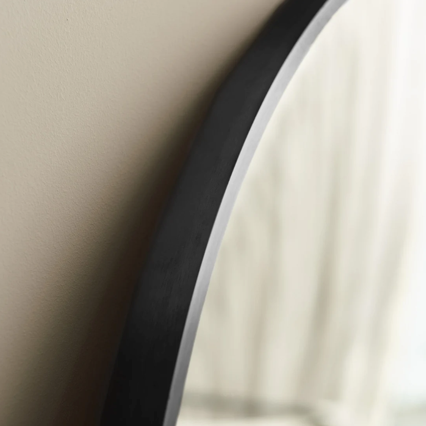 180 x 90cm Metal Arch Floor Mirror - Black