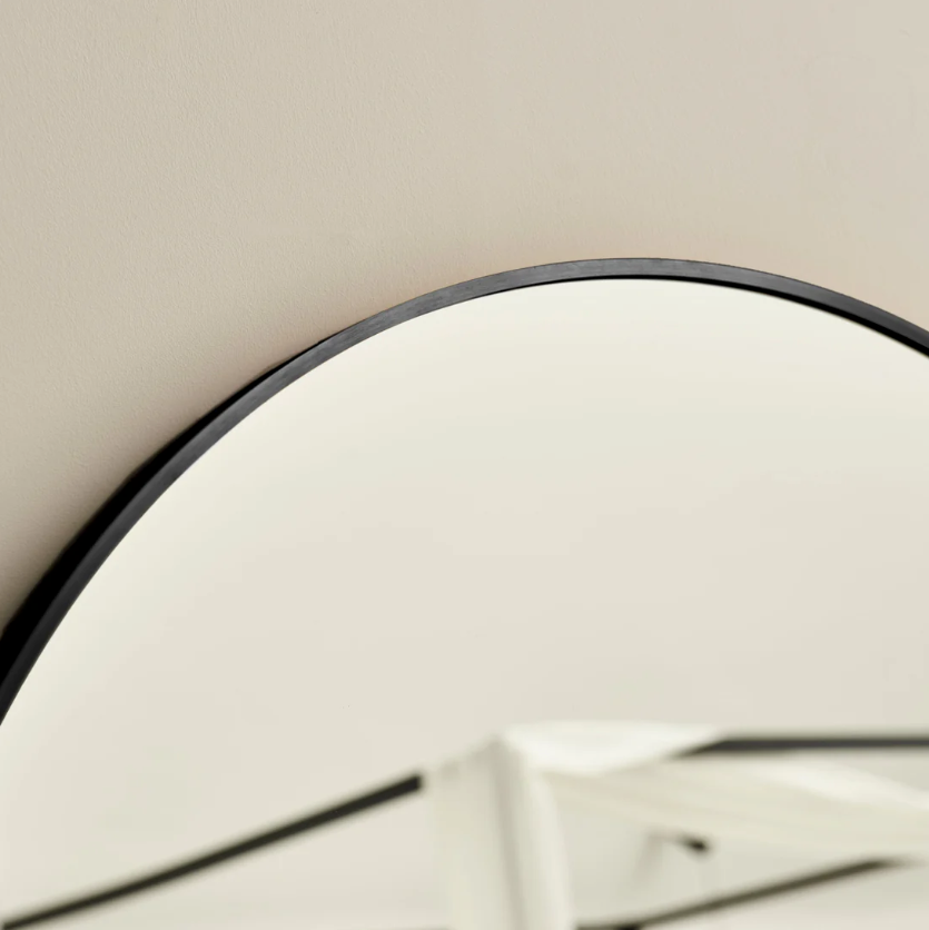 180 x 90cm Metal Arch Floor Mirror - Black