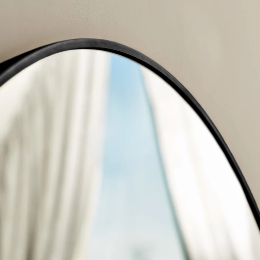 180 x 90cm Metal Arch Floor Mirror - Black