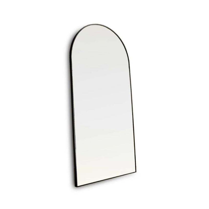 180 x 90cm Metal Arch Floor Mirror - Black