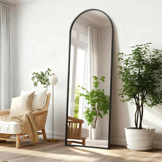 120x40cm Wooden Arch Mirror - Black