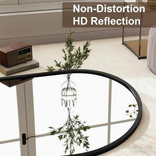 120x40cm Wooden Arch Mirror - Black